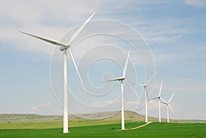 Windmills on prairie