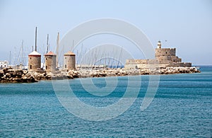 Windmills at Rhodes harbor