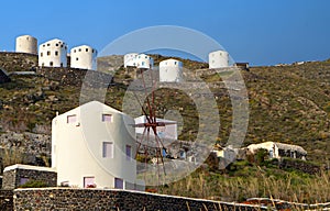 Windmills at Santorini island, aegean sea