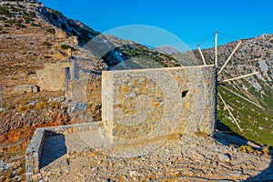 Windmills of Seli Ambelou at Greek island Crete