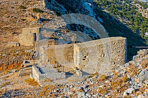 Windmills of Seli Ambelou at Greek island Crete