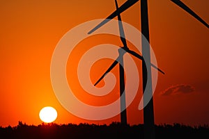 Windmills and sunset