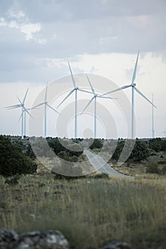 Windmills, wind turbines.  energy