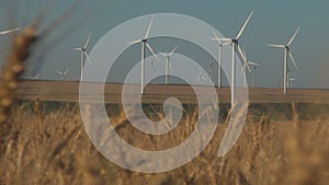 Windmills, Wind Turbines, Green Electricity Industry, Energy Crisis, Agriculture Wheat Field Generator Power