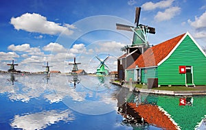 Windmills in Zaanse Schans, Amsterdam, Holland