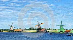 Windmills at Zaanse Schans near Zaandam, Amdsterdam, Holland