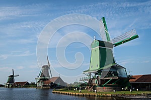 THe windmills of Zaanse Schans in the Netherlands