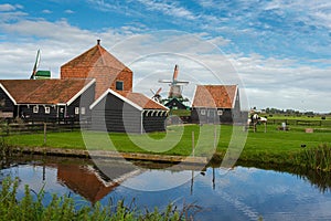 Windmills of Zaanse Schans town in Zaanstad