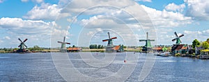Windmills of Zaanse Schans town in Zaanstad, province of North Holland, Netherlands