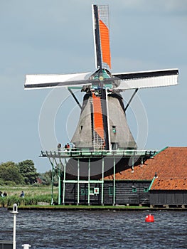 Windmills of Zaanse Schans in Zaandem, Holland, Netherlands