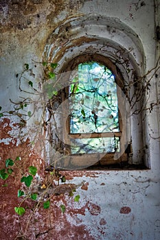 A Window, in an abandoned castle, in italy photo