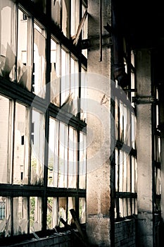 Window of abandoned factory