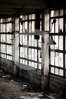 Window of abandoned factory