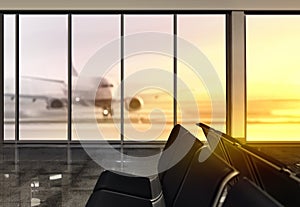 Window in airport at morning