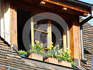 Window in the attic of the old house, Stein am Rhein