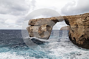 Window Azure on Mediterranean Sea on Malta in windy conditions,