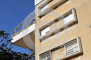 Window and balcony - an architectural detail of modern construction in Israel