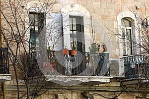 Window and balcony - an architectural detail of modern construction in Israel