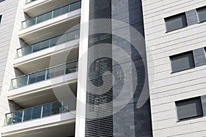 Window and balcony - an architectural detail of modern construction in Israel