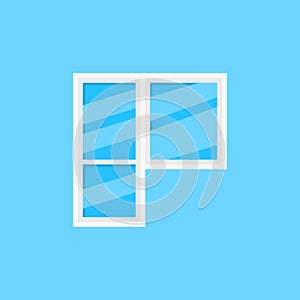 Window and balcony door vector icon on blue background