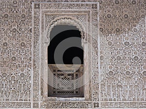 Window of the Ben Youssef Medersa in Marrakech. Morocco