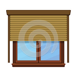 Window blind vector cartoon icon. Vector illustration jalousie house on white background. Isolated cartoon illustration