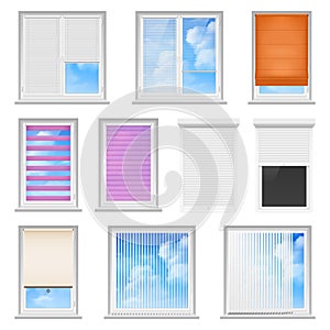 Window Blinds Colored Flat Set