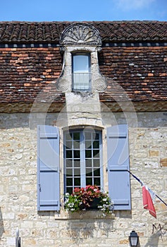 Window with blue blinds, Region Lot-et-Garonne, FRANCE