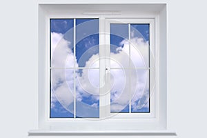 Window and blue sky