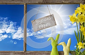 Window, Blue Sky, Joyeuses Paques Means Happy Easter