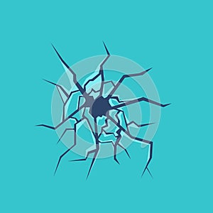 Window broken with cracked glass vector illustration.