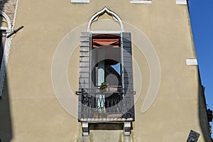 Window of the building in Venice Italy