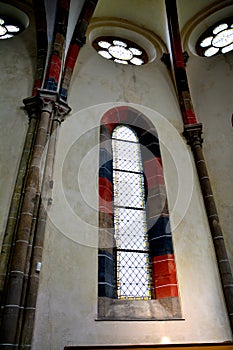 Window in the church of Carta medieval monastery near Sibiu, Transilvania