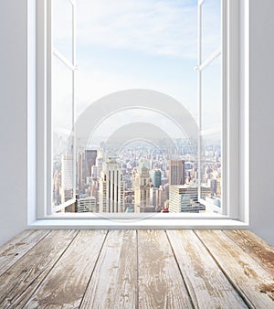 Window with city view