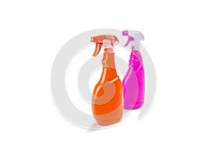 Window cleaner in blank plastic spray bottle isolated on white background