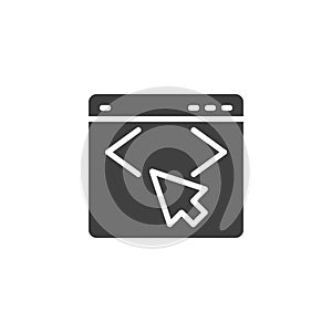 A window with code and a cursor vector icon