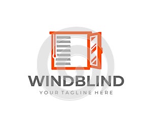 Window covering logo design. Window roller shade vector design