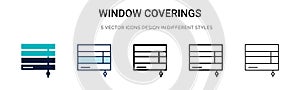 Window coverings icon in filled, thin line, outline and stroke style. Vector illustration of two colored and black window