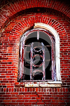 Window of creepy abandoned house.