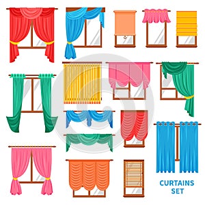 Window Curtains And Blinds Set