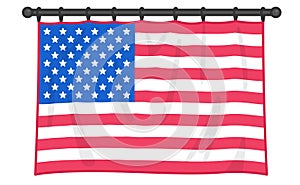 Window decoration with flag silk velvet Curtains or draperies in celebration of American Independence Day or memorial