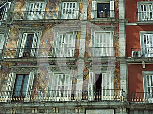 Window design architecture on Plaza Mayor Madrid Spain photo