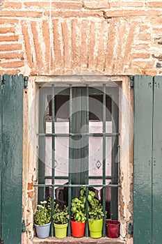 Window detail in a Colliure in the south of France