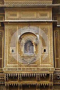 Window details, Nathmal Ji ki Haveli at Jaisalmer, Rajasthan, India