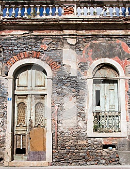 Window and door of the old abandoned house