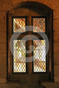 Window embrasure. Palace of the Duques of Braganca. Guimaraes. Portugal