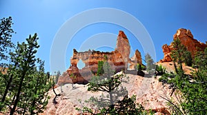 Window eroded into the rocky spires of Bryce Canyon National Park