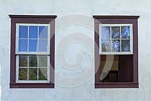 Window on facade of colonial house.Brazil