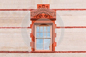 Window on facade of Flagler College, USA