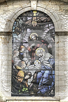 Window from famous Eglise Notre Dame de Bonsecours photo